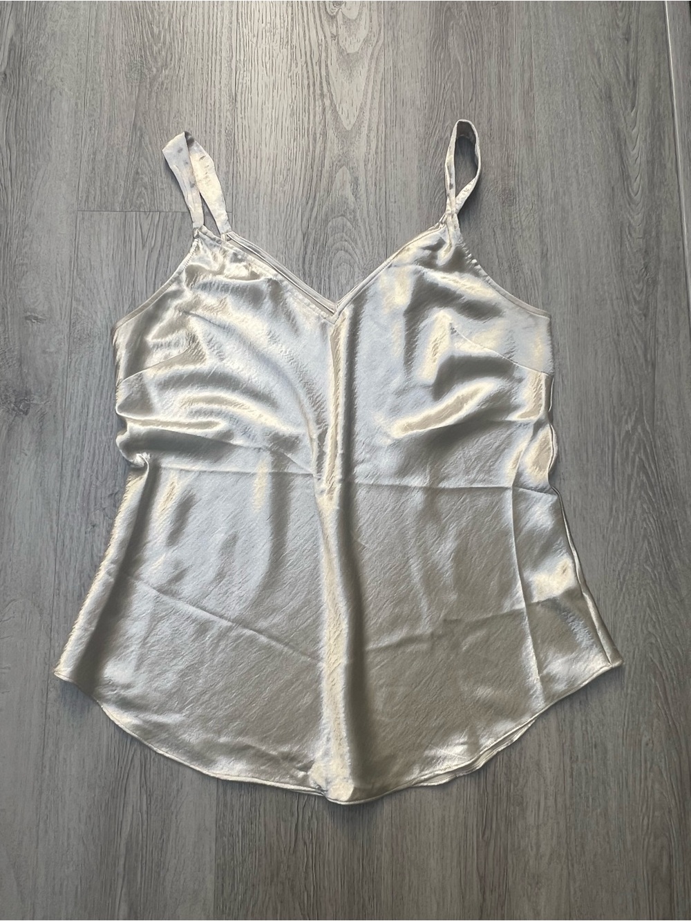 Express Silver Satin V-Neck Camisole Tank
